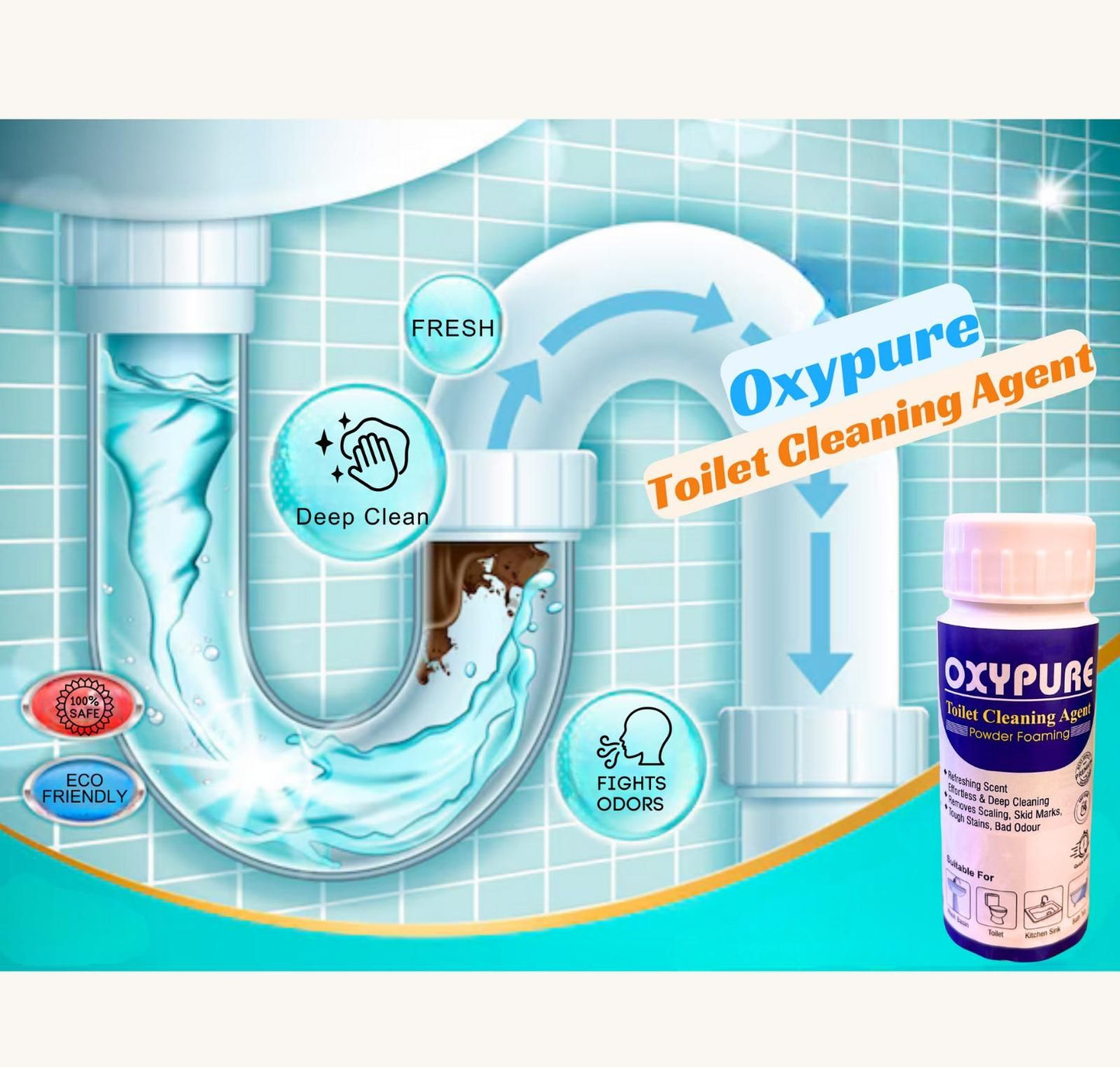 OxyPure Toilet Cleaning Tablets – 250 gm | Powerful & Long-Lasting (Pack of 2)