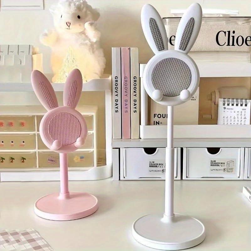 Cute & Adjustable Rabbit Cartoon Phone Stand – Adorable Desk Buddy for All Devices!