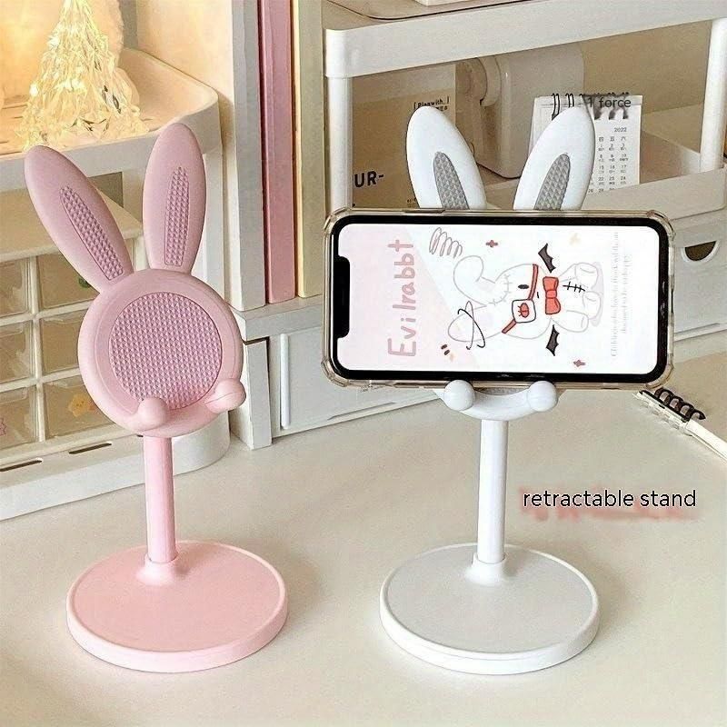 Cute & Adjustable Rabbit Cartoon Phone Stand – Adorable Desk Buddy for All Devices!