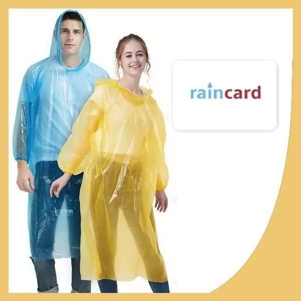 Set of 5 Reusable Raincoat Cards – Pocket-Size, Waterproof, Multicolour for Adults