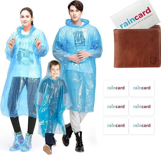 Set of 5 Reusable Raincoat Cards – Pocket-Size, Waterproof, Multicolour for Adults