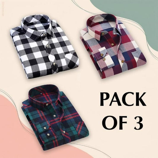 Men's Checkered Casual Shirt Combo – Pack of 3